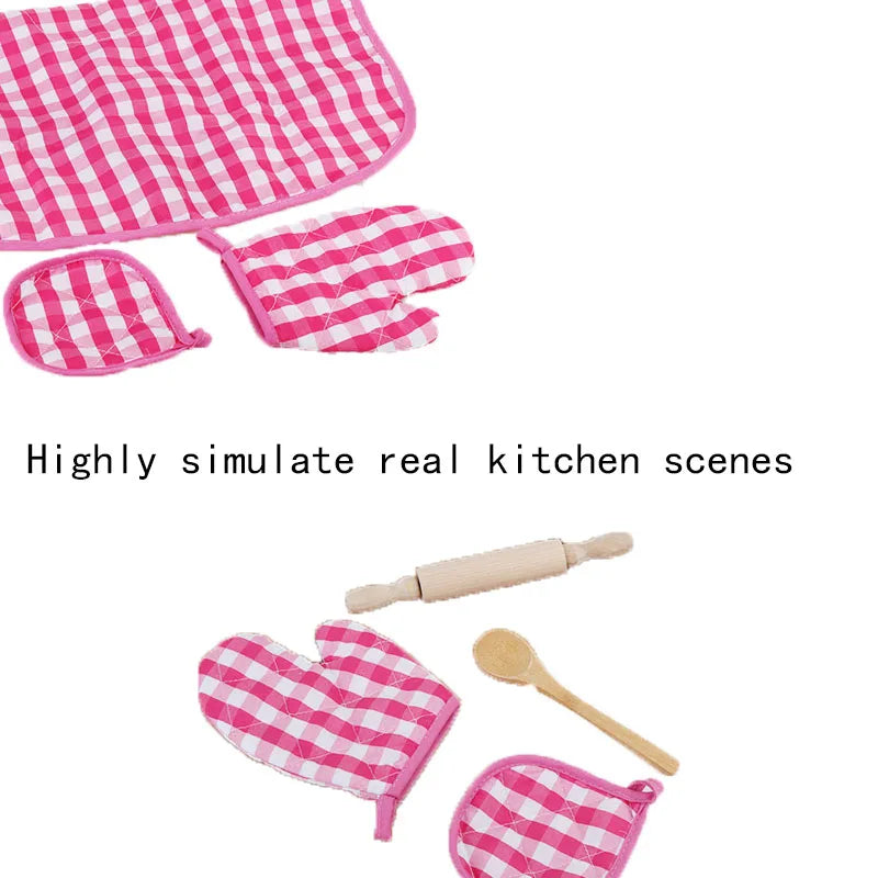 Play House Kitchen Toy Set for Girls - Cooking Utensils, Baking Tools, Cake Apron, and Chef Clothes for Children