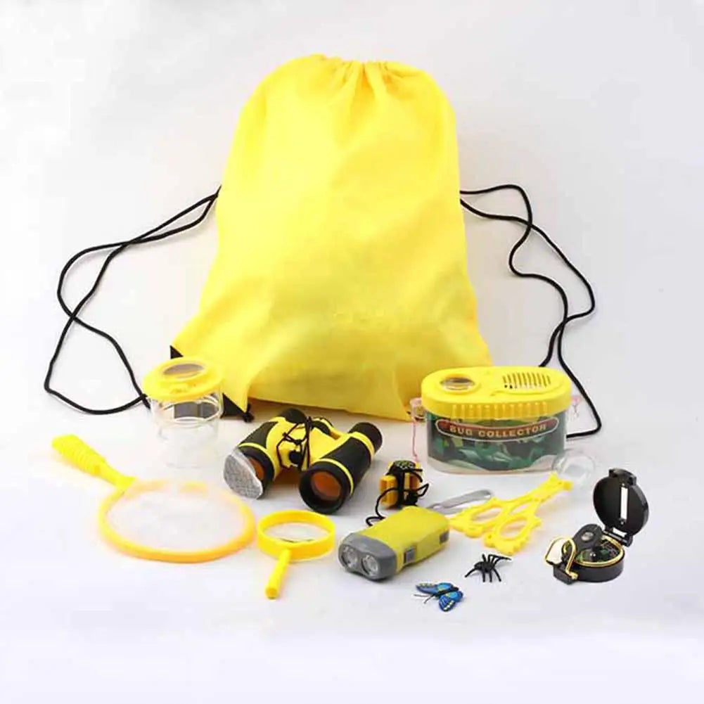 Kids Outdoor Explorer Kit with Binoculars, Butterfly Net, and Drawstring Bag - Essential Educational Nature Exploration Toys for Boys & Girls