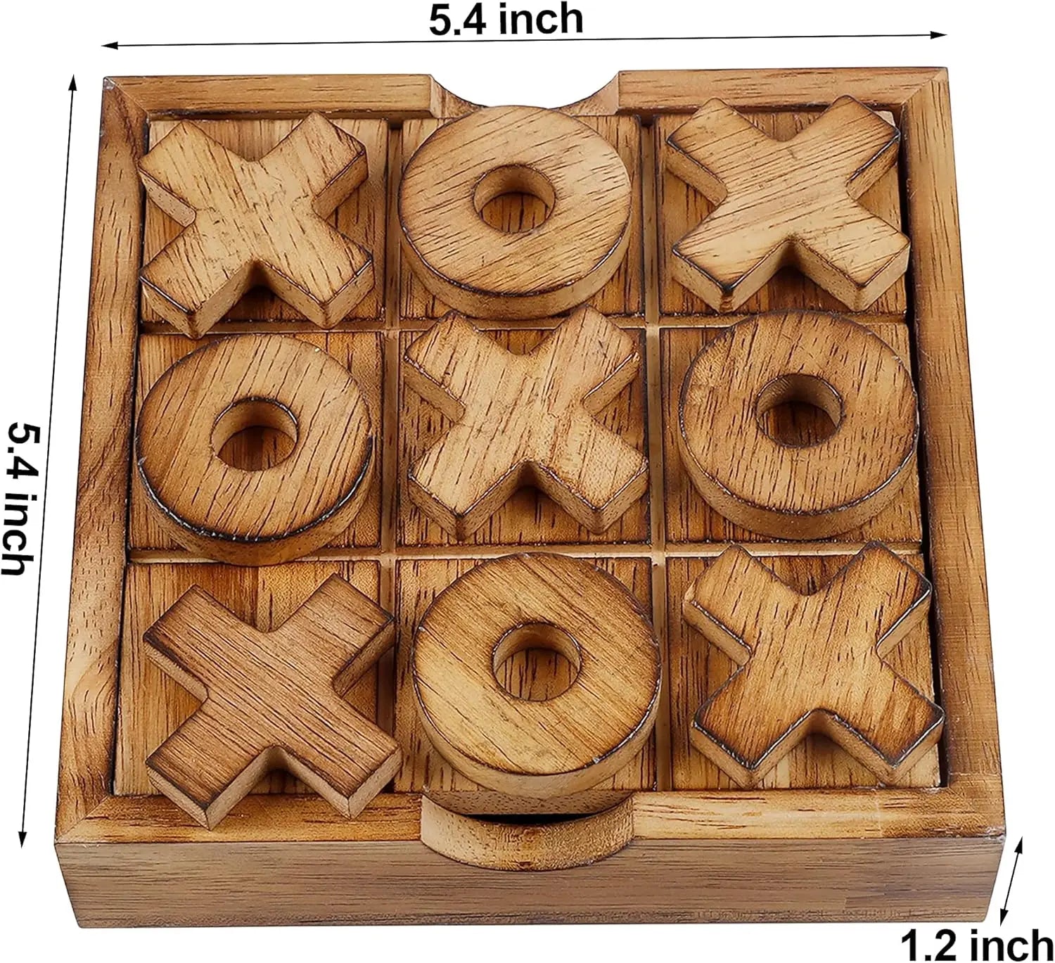 Glintoper Rustic Wood Board Games Set - Tic Tac Toe & 4 in a Row Table Games for Families