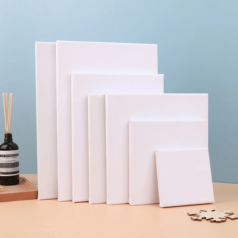 White Blank Artist Canvas with Wood Frame Primer for Oil, Acrylic, and Watercolor Painting