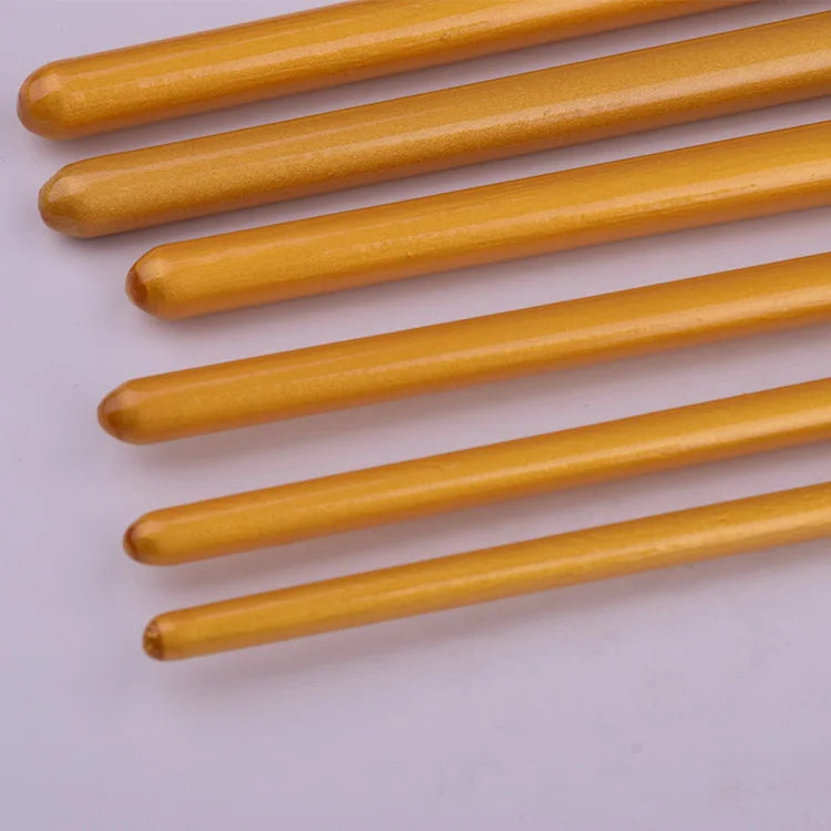 6 Piece Water Chalk Brush Set - White Horse Hair with Gold Long Wooden Rod for Oil Painting and Art Supplies