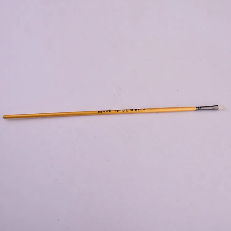 6 Piece Water Chalk Brush Set - White Horse Hair with Gold Long Wooden Rod for Oil Painting and Art Supplies