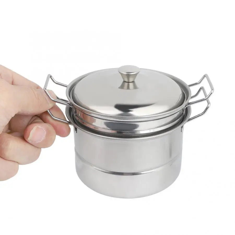 Fashionable Stainless Steel Mini Cooking Pot for Kids - Pretend Play Kitchen Food Steam Pot