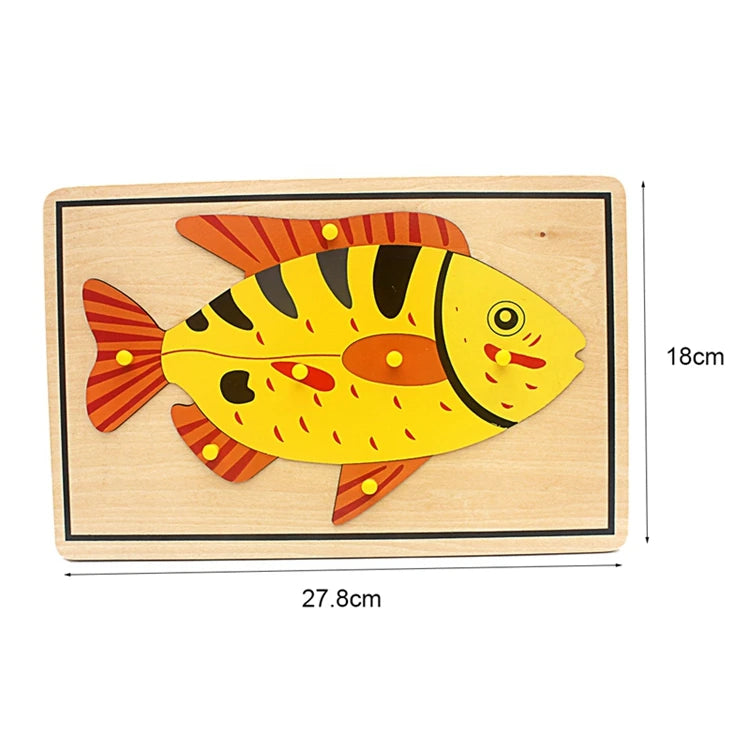 Children's Educational Montessori Biology Wooden Skeleton Puzzle Set - Frog, Horse, Tortoise, Fish, Bird Animal Toys for Boys