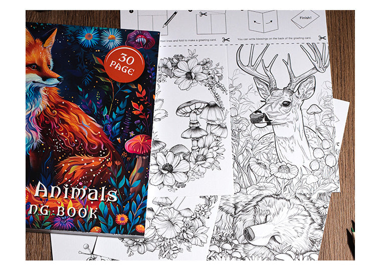 Forest Animals Adult Coloring Book - Stress Relief & Mindfulness Coloring Pages Activity Book