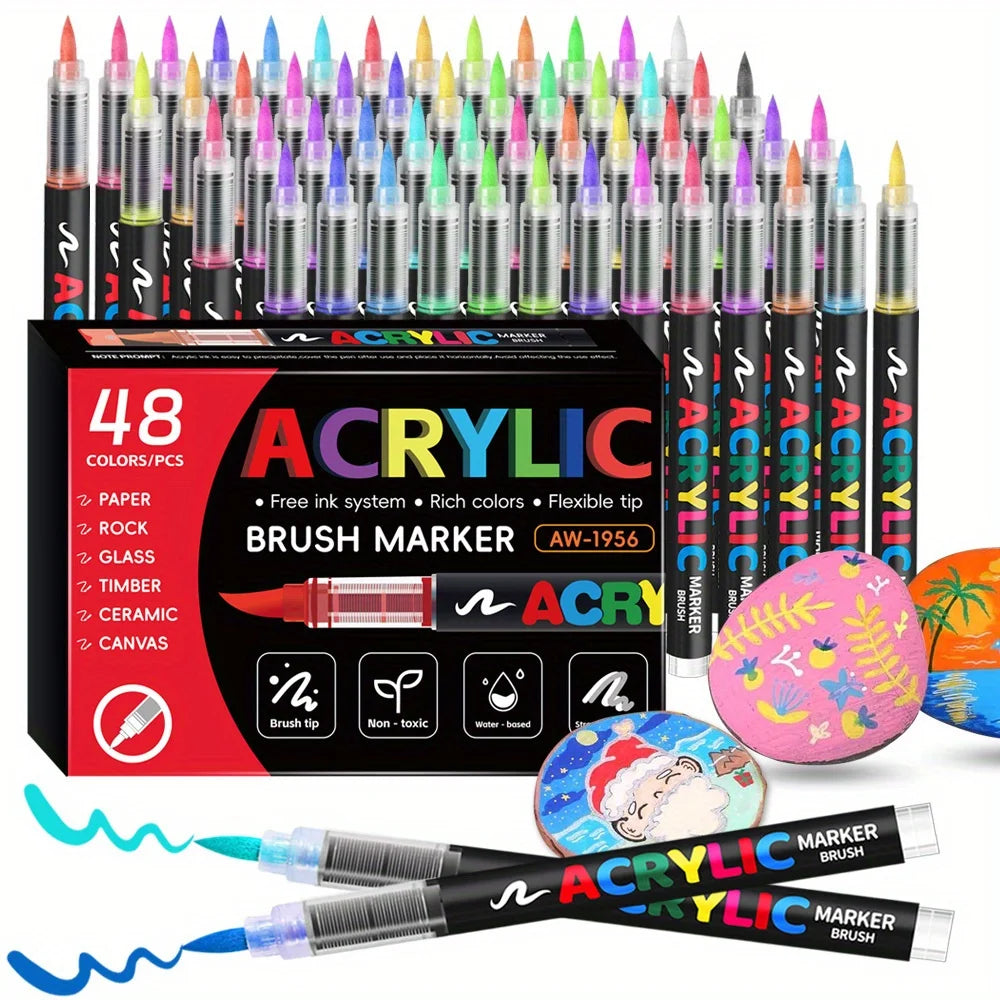Acrylic Marker Pen Set - 12/24/36/48 Colors for DIY Art, Graffiti, School, and Office Supplies