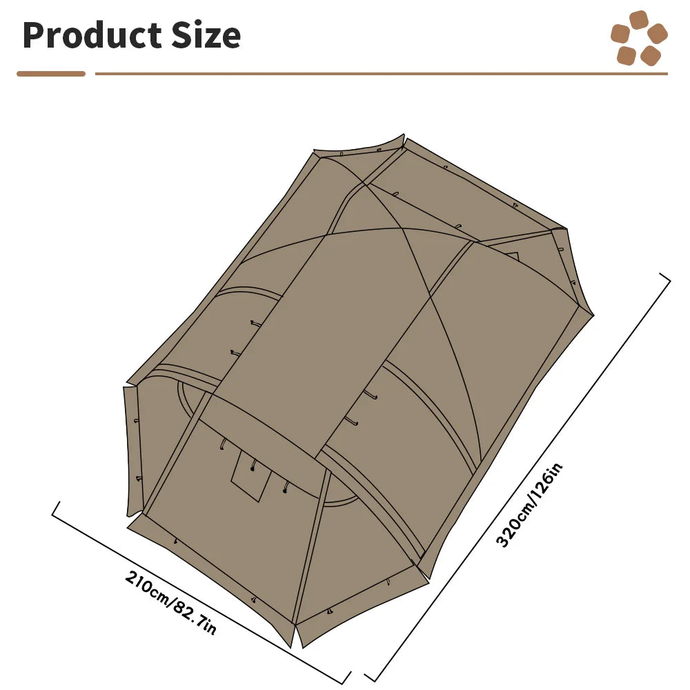 Fireproof Winter Camping Tent for 2 - Waterproof Tunnel Dome Tent with Stove Jack and Snow Skirt for 4 Season Hiking