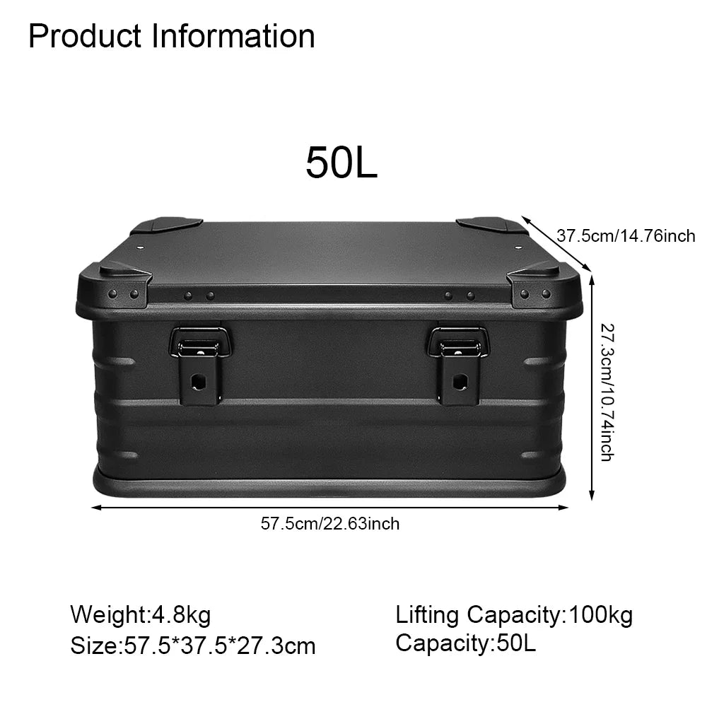 30L 50L 80L Aluminum Alloy Black Travel Storage Box for Camping, Outdoor, Picnic, and Household Use