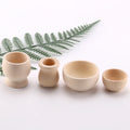 Children's Mini Wooden Play Kitchen Tableware Set - Solid Wood Bowls, Cups, and Creative Painted Ornaments