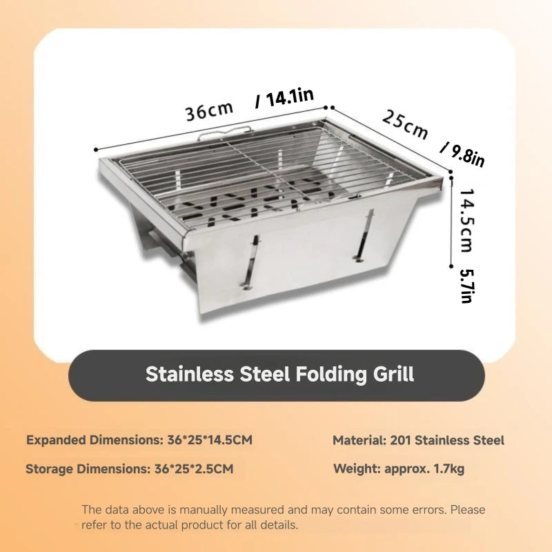 WESTTUNE IGT Portable Barbecue Grill - Stainless Steel Folding Charcoal Grill for Camping and Picnic