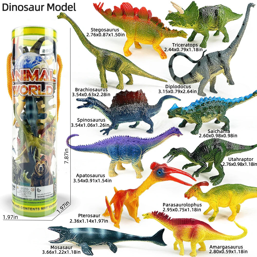 12pcs Dinosaur Toy Set - Updated Realistic Simulated Dinosaurs Models for Kids - Brachiosaurus & Tyrannosaurus Rex - Perfect Christmas Gift