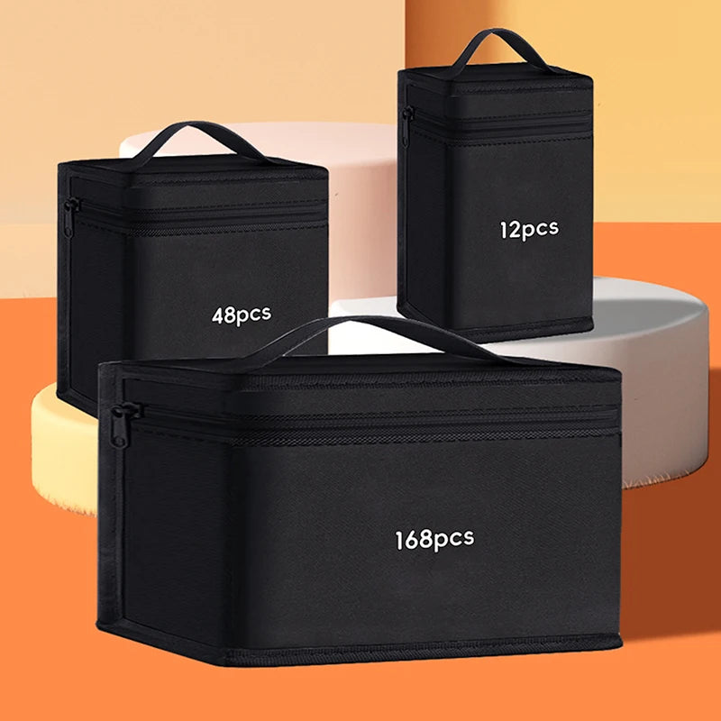 12/24/36/48Pcs Large Capacity Canvas Marker Pen Storage Bag - Folding Square Pencil Bag Organizer for Art Markers