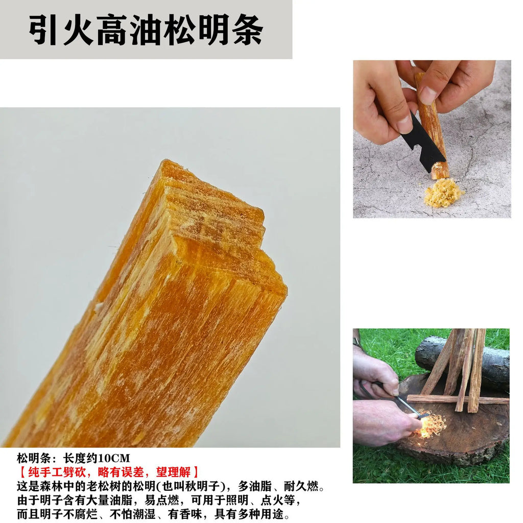 Outdoor Camping Fire Starter Kit - Pine Mingzi Flint and Steel Survival Tool with Portable Iron Box