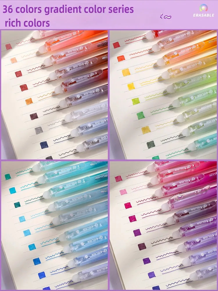 SHANDS 36/12 Colors Clickable Erasable Gel Pens 0.7mm for Kids Drawing Sketching Quick Dry Stationery Supplies