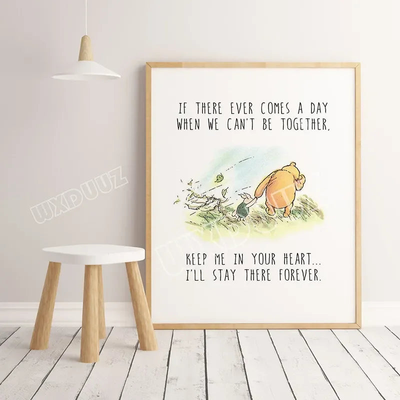 Winnie The Pooh Watercolor Poster Print Children's Room Decoration Cartoon Art Decor Home Decor Wall Art Canvas Painting