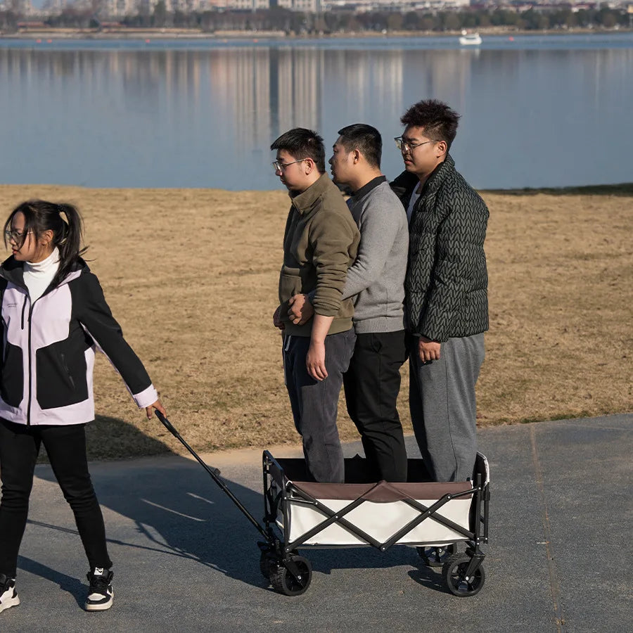 Extra Long Extender Folding Utility Cart for Outdoor Use, Large Capacity Picnic Trolley and Beach Wagon