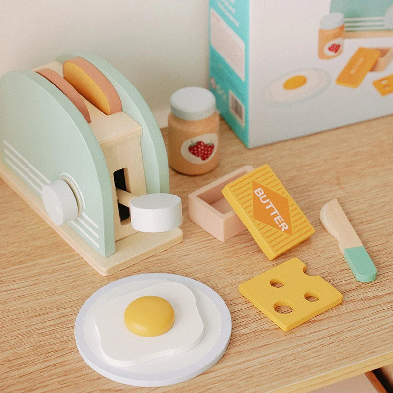 Bread Machine Kid's Wooden Kitchen Playset - Educational Role Play Toy for Children - Perfect Christmas Gift