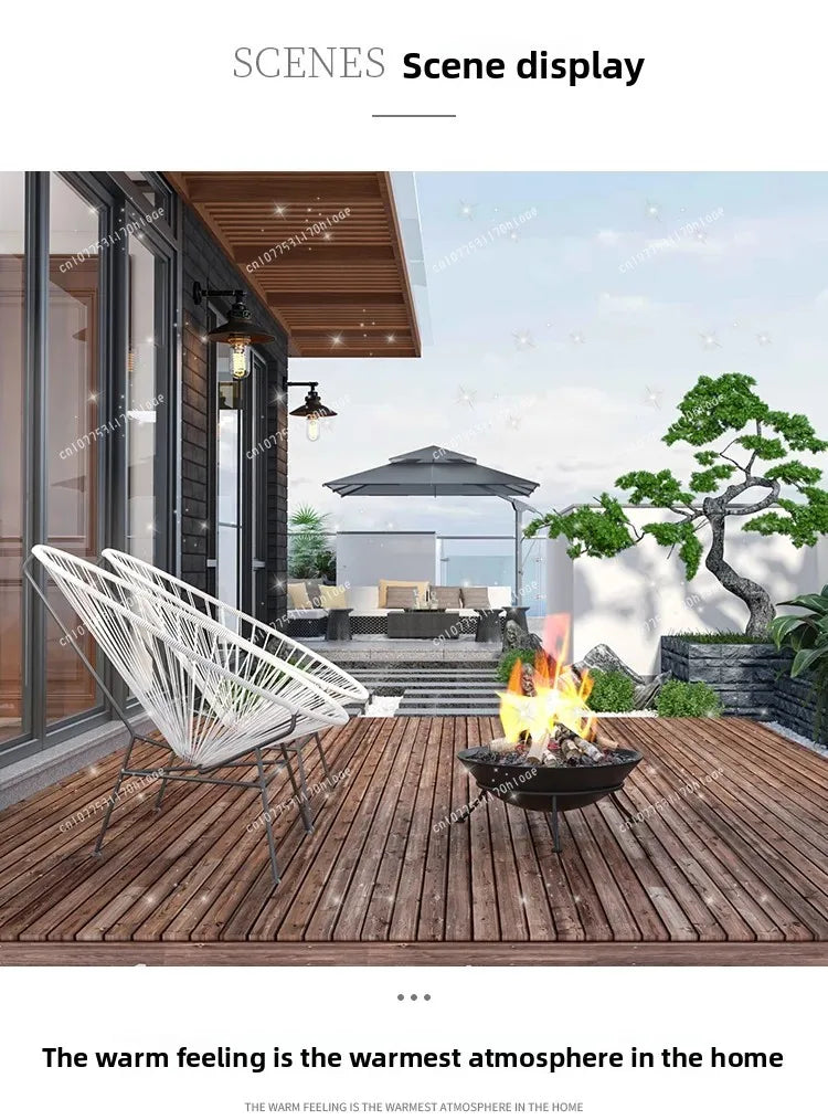 Charcoal Fire Stand 47/60cm - Wrought Iron Portable Indoor Outdoor Brazier Bonfire Stand
