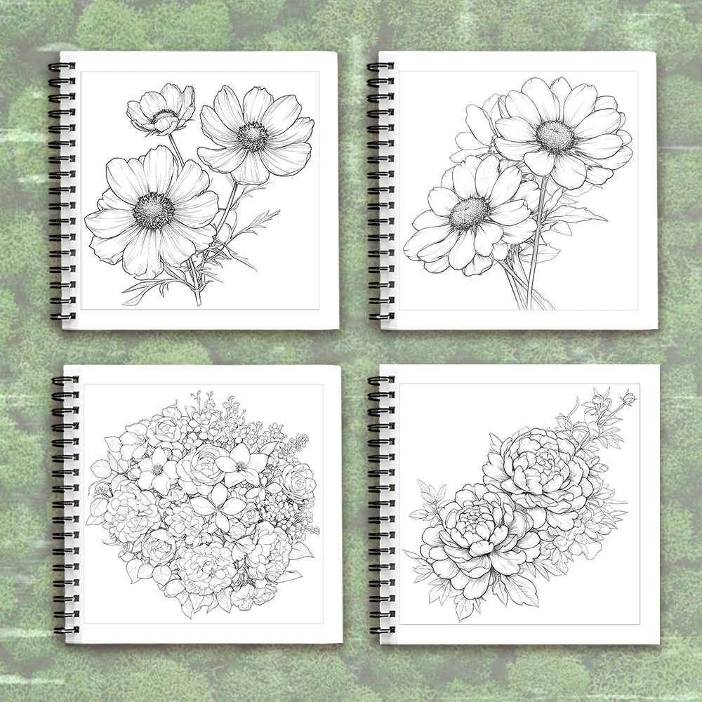 Adult Coloring Book - 30 Sheets Women's Spiral Drawing Book, 8.3 x 8.3 Inches, Perfect Birthday and Holiday Party Gift