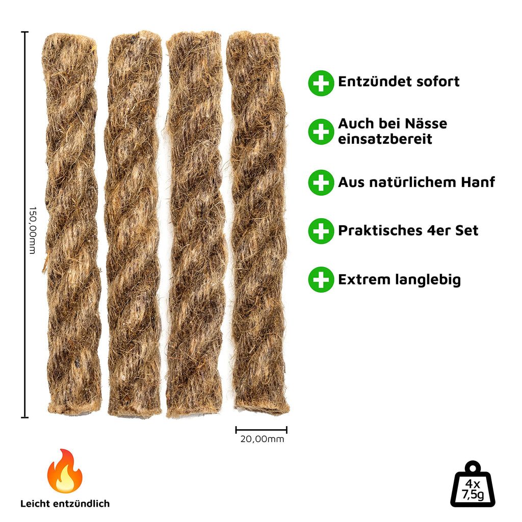 Tinder Rope Natural Fire Starter for Survival - Quick Fire Tabs Flint and Steel for Backpacking, Hiking, Camping, Hunting
