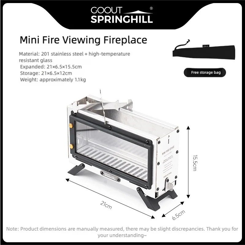 Goout Springhill Mini Fire Pit - Compact Portable Folding Tabletop Camping Firewood Stove
