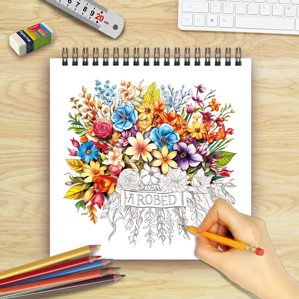 Adult Coloring Book - 30 Sheets Women's Spiral Drawing Book, 8.3 x 8.3 Inches, Perfect Birthday and Holiday Party Gift