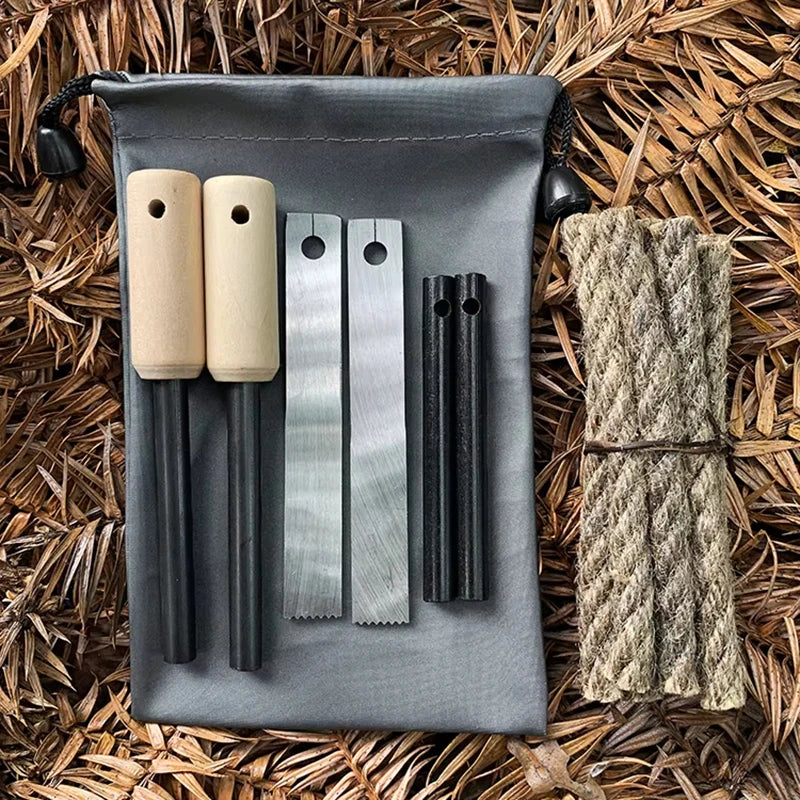Outdoor Camping Flint Magnesium Rod Set - Waterproof Fire Starter with White Steel Scraper for EDC Survival Tools