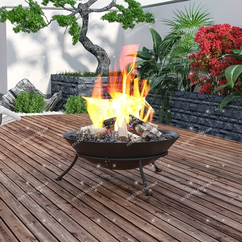 Charcoal Fire Stand 47/60cm - Wrought Iron Portable Indoor Outdoor Brazier Bonfire Stand