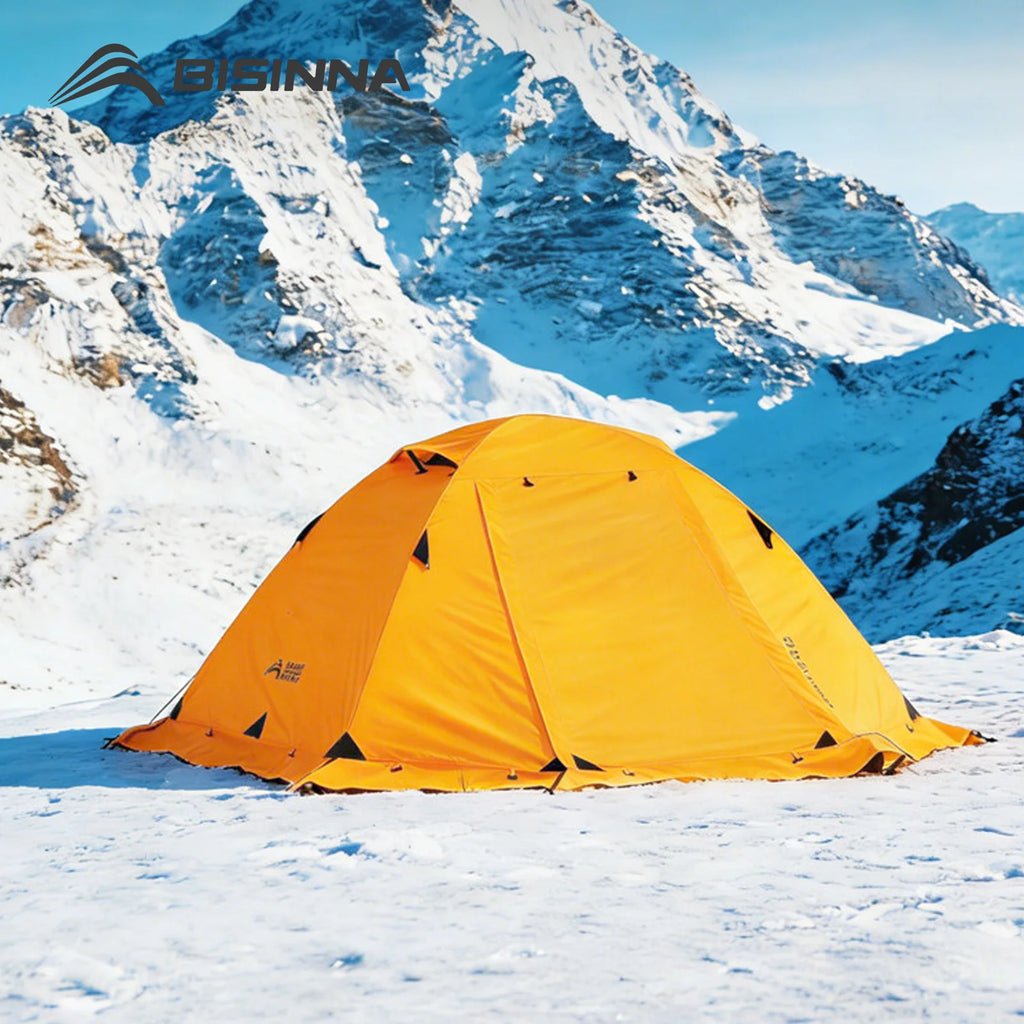 4 Season Camping Tent for 2 People - Double Layer Waterproof Backpacking Tent with Snow Skirt and Aluminum Poles for Hiking and Picnic