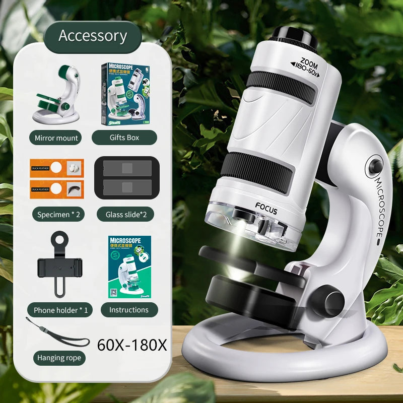 Kids Science Microscope Toy - Educational STEM Learning Kit for Children, Perfect Science Experiment Tool and Birthday Gift for 3 Years and Up