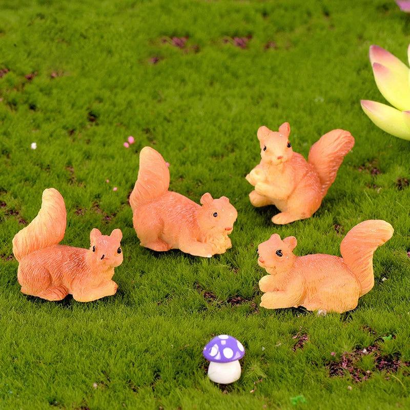 Forest Squirrel Miniature Figurine - Cartoon Animal Character for Fairy Garden, Home Ornament, Desk Decoration, DIY Accessory