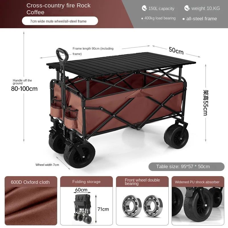 K-star Outdoor Camping Cart for Kids - Foldable Off-Road Wheel Cart for 2024, Ideal for Small Adventures