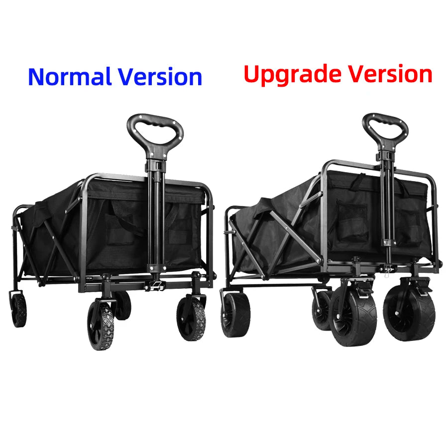 Heavy Duty Collapsible Outdoor Folding Wagon Cart for Garden, Beach, and Camping - Large Capacity Utility Trolley
