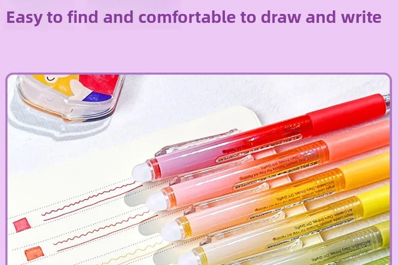 SHANDS 36/12 Colors Clickable Erasable Gel Pens 0.7mm for Kids Drawing Sketching Quick Dry Stationery Supplies