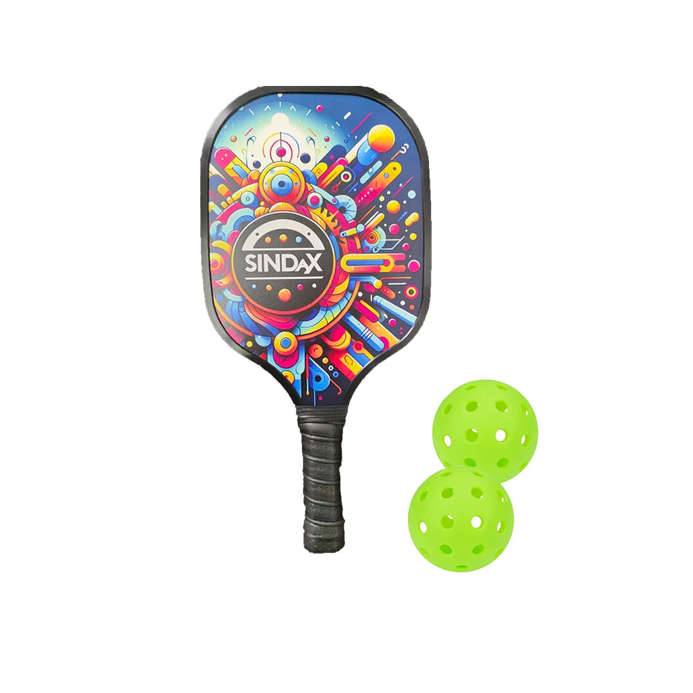 Pickleball Paddles Set with Fiberglass Surface for Non-Slip Grip, Durable Lightweight Design for Enhanced Traction and Stability
