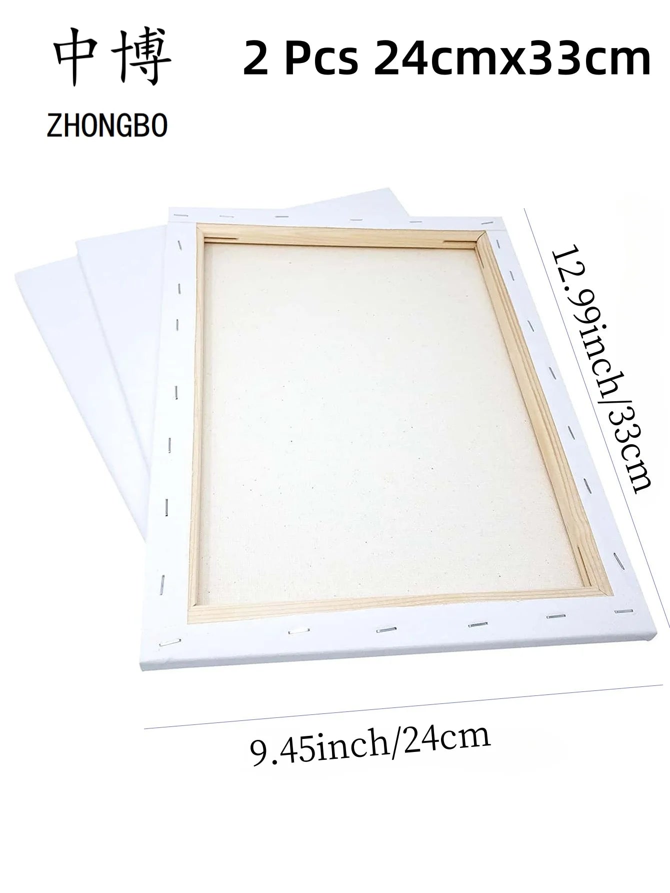 2Pcs White Blank Square Canvas for Oil Painting, Acrylic & Watercolor with Wood Frame