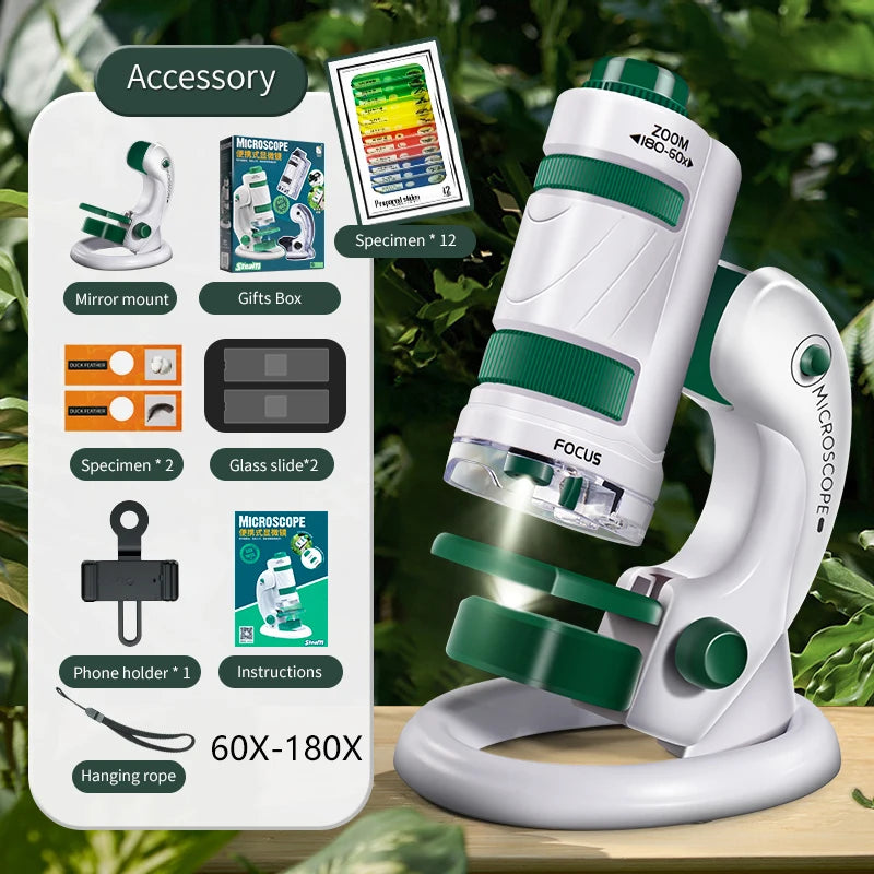 Kids Science Microscope Toy - Educational STEM Learning Kit for Children, Perfect Science Experiment Tool and Birthday Gift for 3 Years and Up
