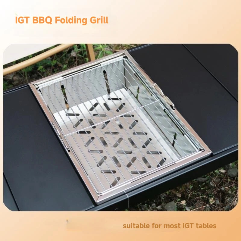 WESTTUNE IGT Portable Barbecue Grill - Stainless Steel Folding Charcoal Grill for Camping and Picnic