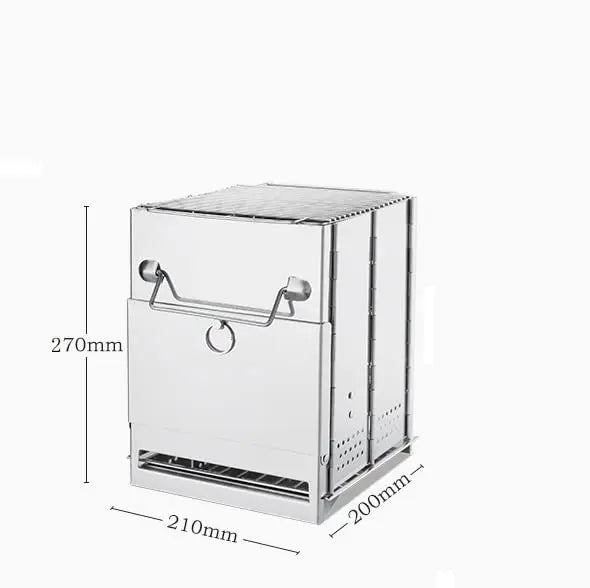 Portable Camping Wood Burning Stove - Folding Stainless Steel Campfire Stove for Outdoor Cooking, Hiking, and Picnics
