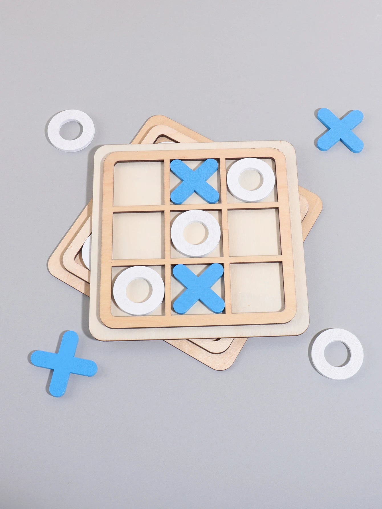 XO Three-in-a-Row Tic-Tac-Toe Wooden Game Set – Casual Battle Puzzle Board Game for Kids