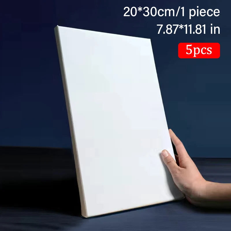 5pcs White Blank Artist Canvas Boards for Oil Painting, Acrylic, Watercolor with Wooden Frame