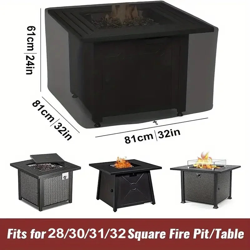 BBQ Accessories Fire Pit Cover - Waterproof Square 210T Patio Table Cover, UV and Fade Resistant