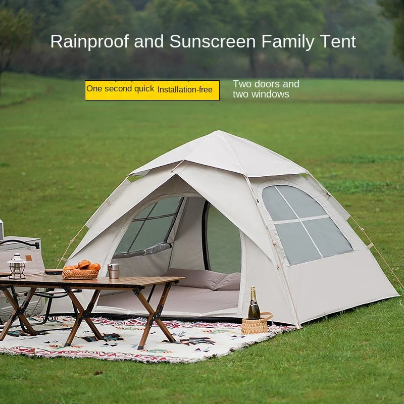 Outdoor Two-Door Folding Portable Automatic Tent - Rainproof Camping Gear with Quick Opening Design
