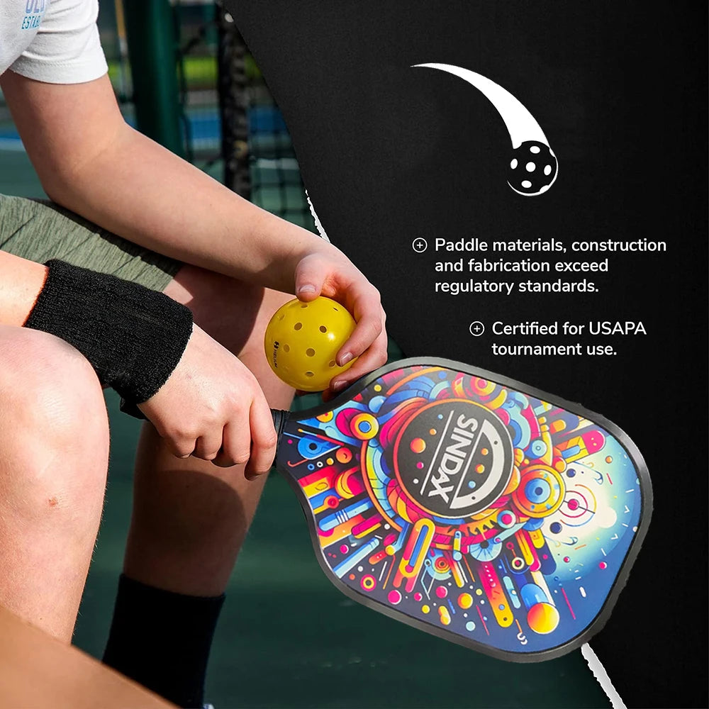 Pickleball Paddles Set with Fiberglass Surface for Non-Slip Grip, Durable Lightweight Design for Enhanced Traction and Stability