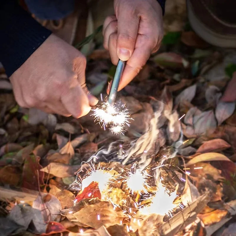 Outdoor Flint Magnesium Rod with Steel Scraper & Whistle - Camping Fire Starter Tool for Survival
