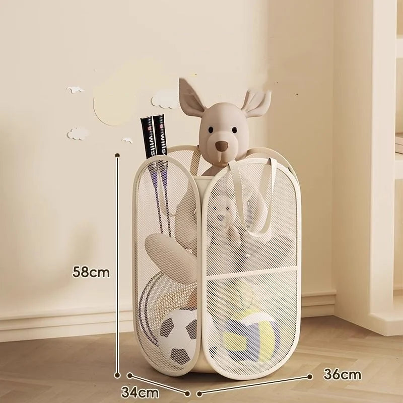 Kids Toy Storage Bin, Portable Large Capacity Organizer Basket for Plush Toys, Building Blocks, Home Playroom Organization