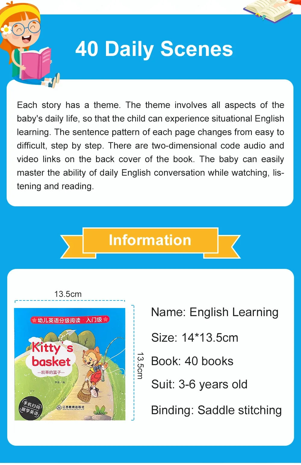 Kids 40 Pocket Books Set English Words Learning Book Bedtime Reading Enlightenment of Early Childhood Teaching Aids Montessori