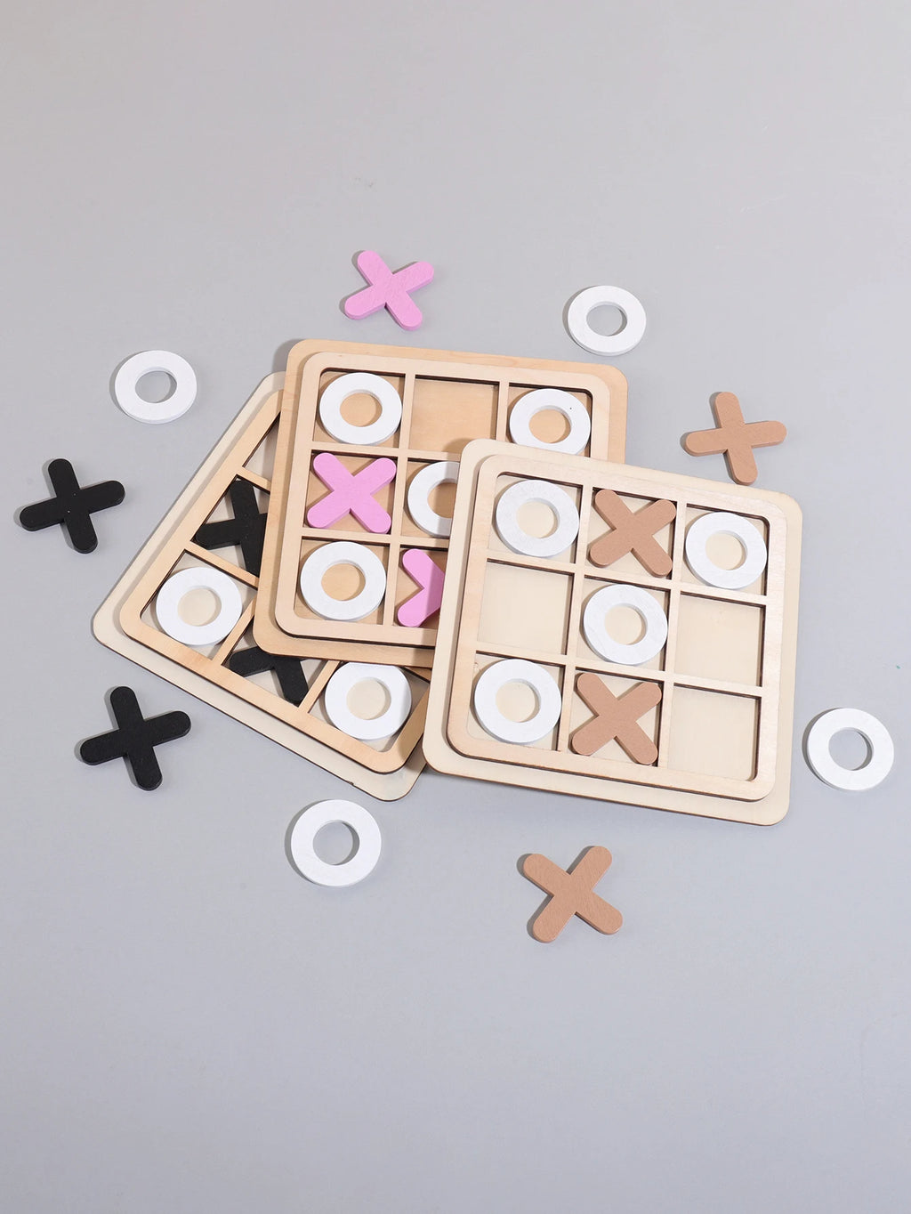 XO Three-in-a-Row Tic-Tac-Toe Wooden Game Set – Casual Battle Puzzle Board Game for Kids