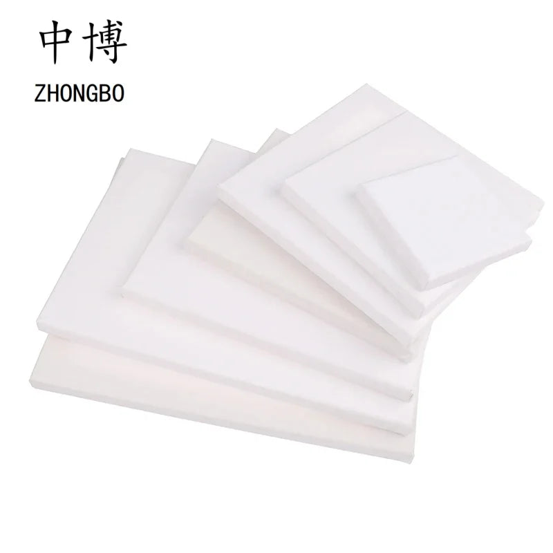 2Pcs White Blank Square Canvas for Oil Painting, Acrylic & Watercolor with Wood Frame