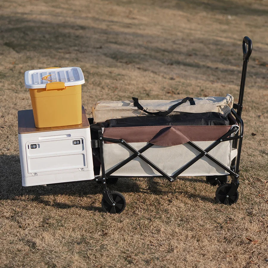 Extra Long Extender Folding Utility Cart for Outdoor Use, Large Capacity Picnic Trolley and Beach Wagon